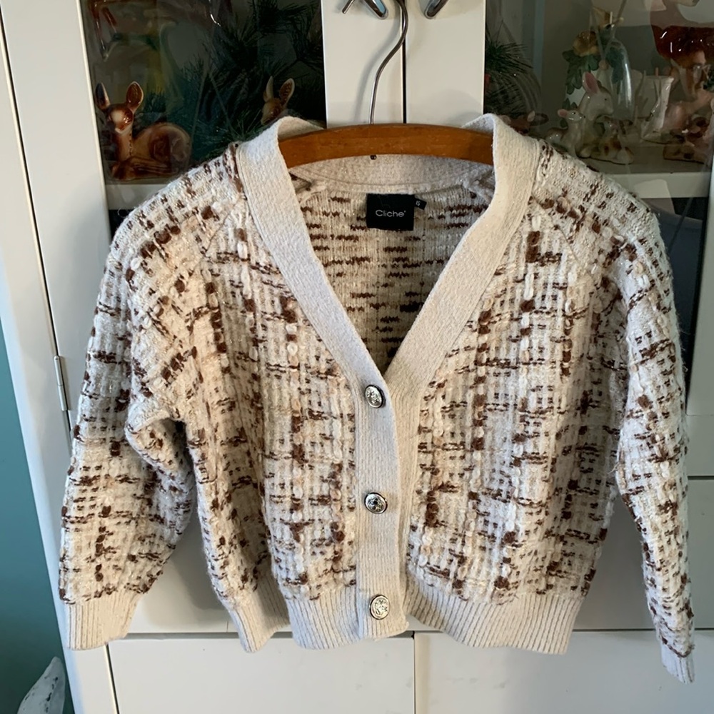 Cliche’ sz XS cropped cardigan sweater euc